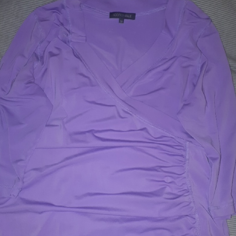 Addition Elle Lavender Wrap-Style Ruched Tunic